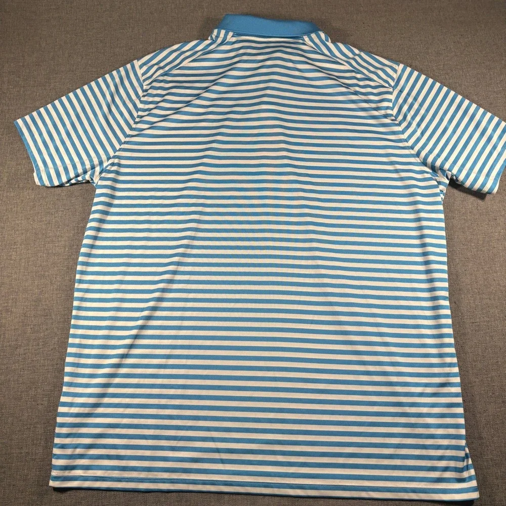 Nike Golf Polo Shirt Mens 2XL Blue White Striped Dri-FIT 891239-406